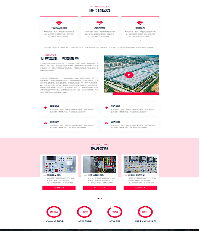 电气开关控制设备网站模板